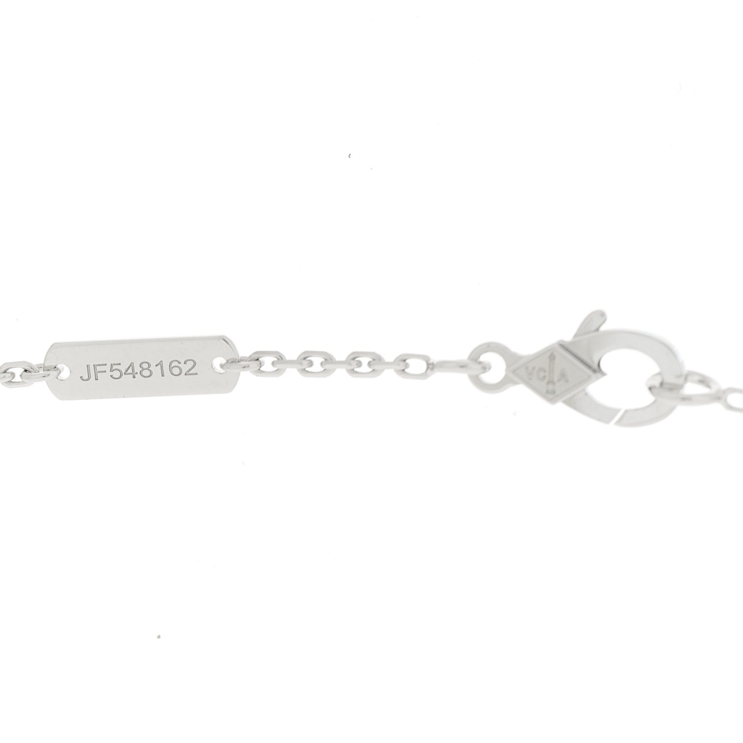 18K White Rose Gold Diamond Guilloche Vintage Alhambra Pendant Necklace