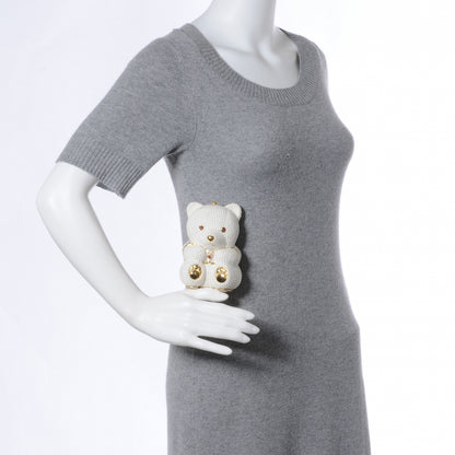 Judith Leiber Pearl Crystal Sweetheart Bear Minaudiere Clutch White 2 of 11