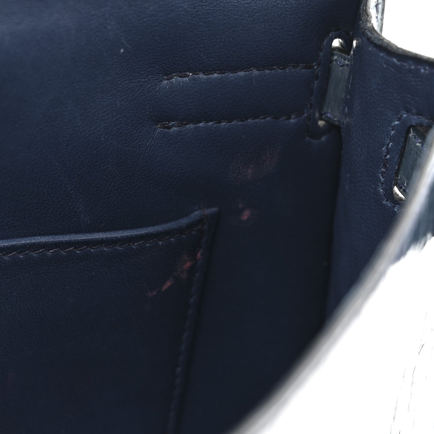 Shiny Niloticus Crocodile Kelly Elan Pochette Bleu Tempete