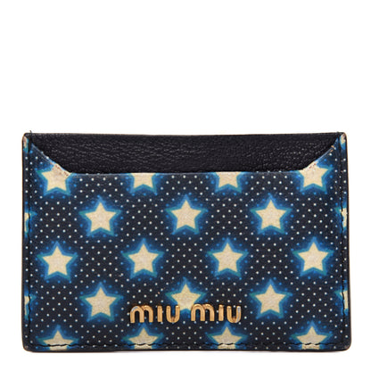 Miu Miu Goatskin Madras Star Print Card Holder Black Multicolor 1 of 6