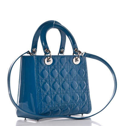 Christian Dior Patent Cannage Medium Lady Dior Blue 3 of 8
