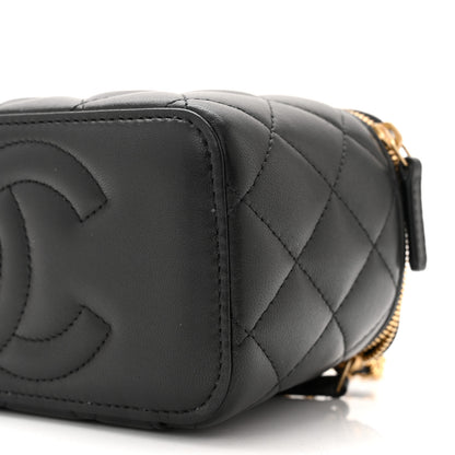 Chanel Lambskin Enamel Quilted Small Coco Hearts Vanity Case With Chain Black 9 of 10