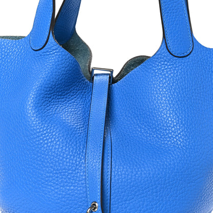 Hermes Taurillon Clemence Picotin Lock 22 MM Bleu Hydra 8 of 13
