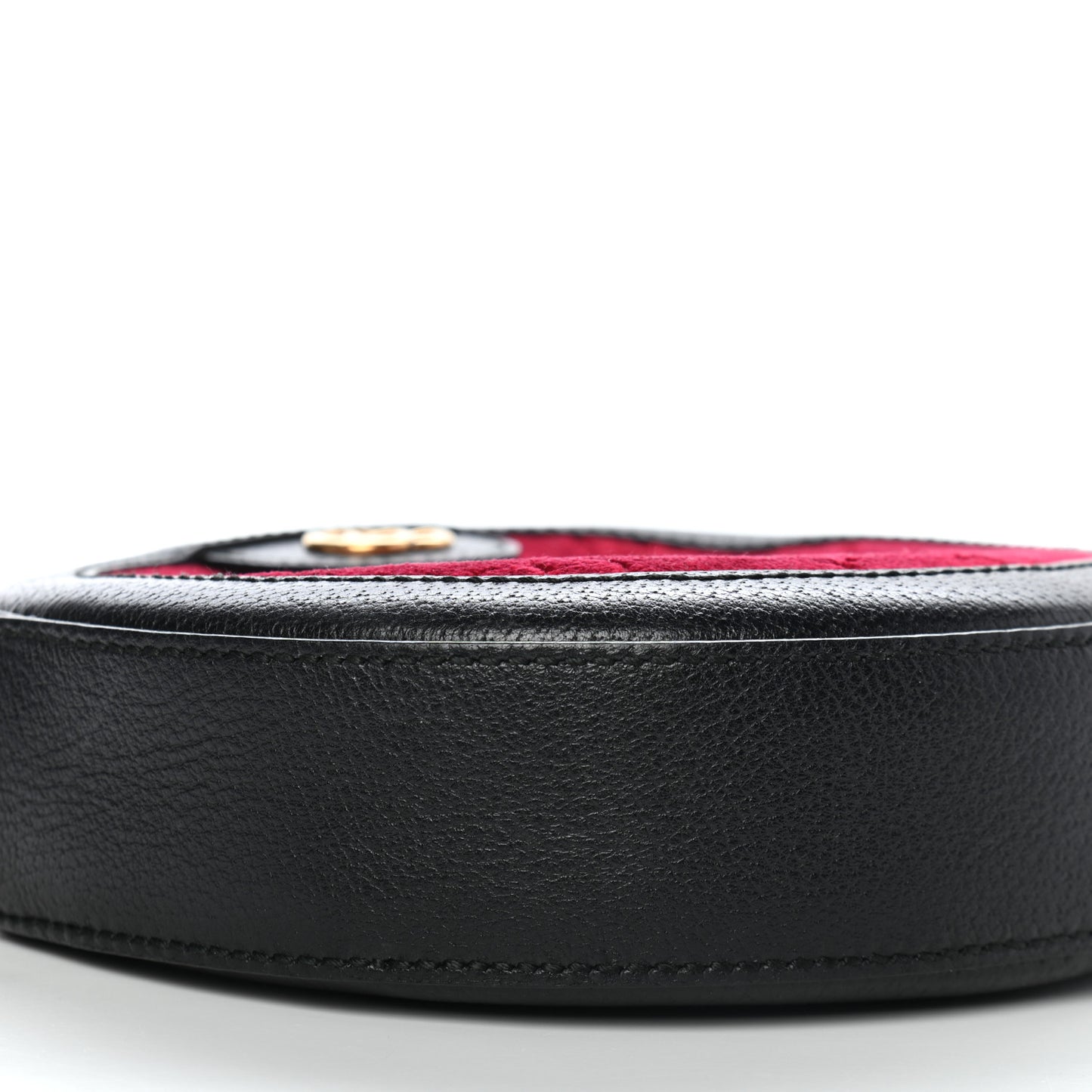 Velvet GG Monogram Textured Calfskin Round Shoulder Bag Red Cipria Black