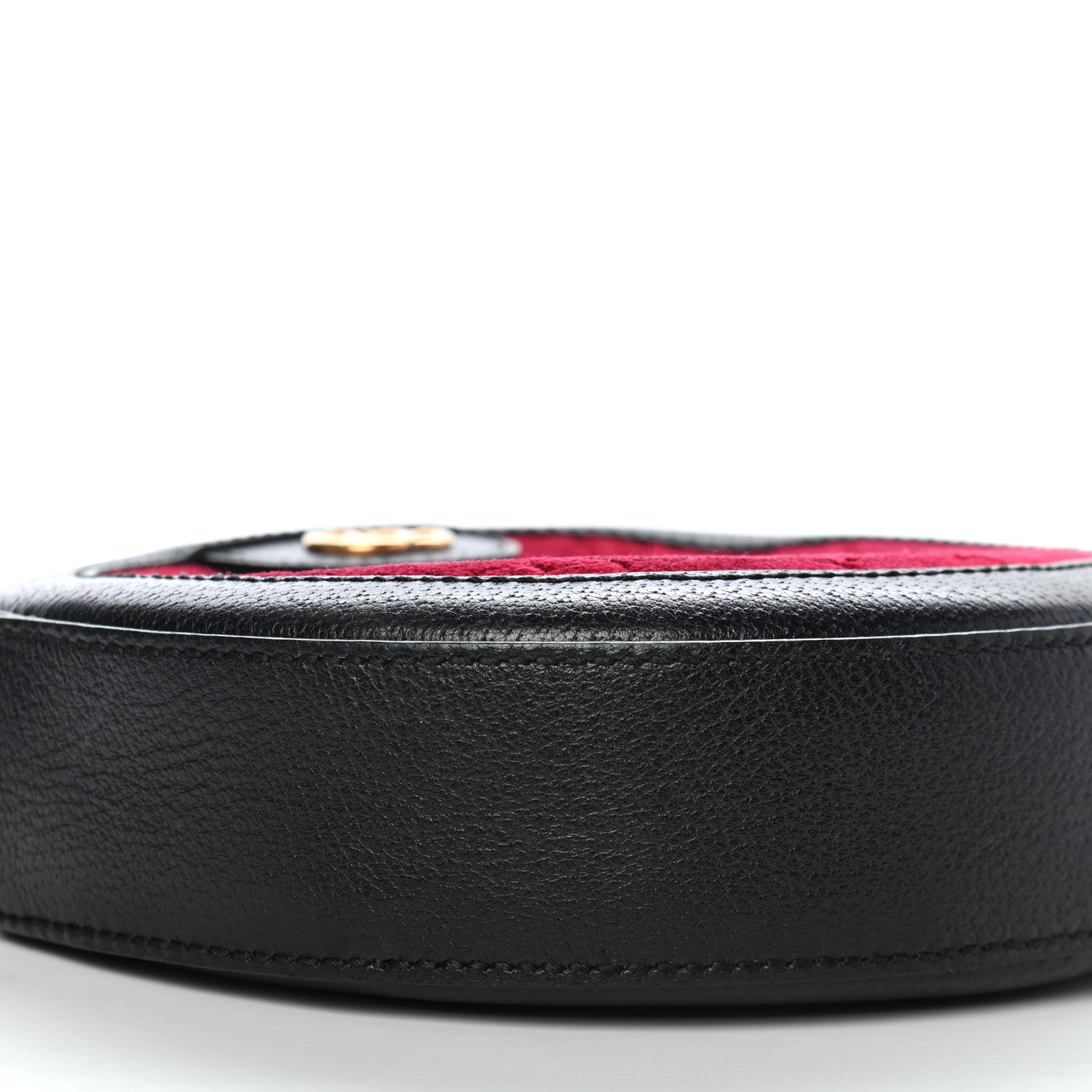 Gucci Velvet GG Monogram Textured Calfskin Round Shoulder Bag Red Cipria Black 5 of 9