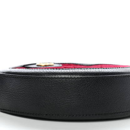 Gucci Velvet GG Monogram Textured Calfskin Round Shoulder Bag Red Cipria Black 5 of 9