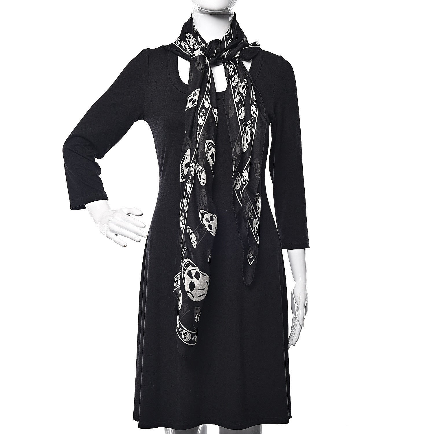 Alexander McQueen Silk Chiffon Skull Scarf Black Ivory 2 of 5