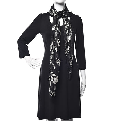 Alexander McQueen Silk Chiffon Skull Scarf Black Ivory 2 of 5