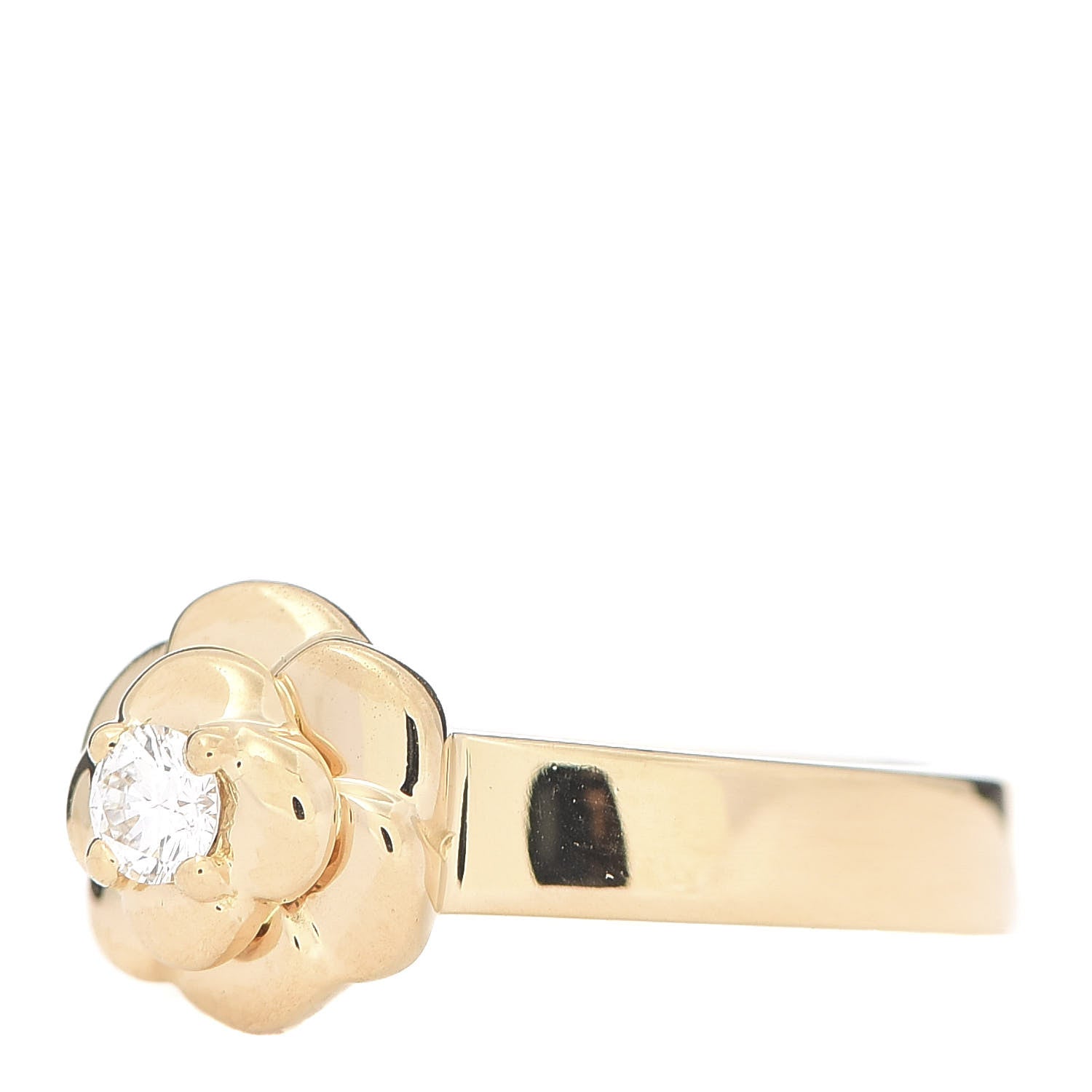 Chanel 18K Yellow Gold Diamond Camellia Ring 47 4 3 of 6