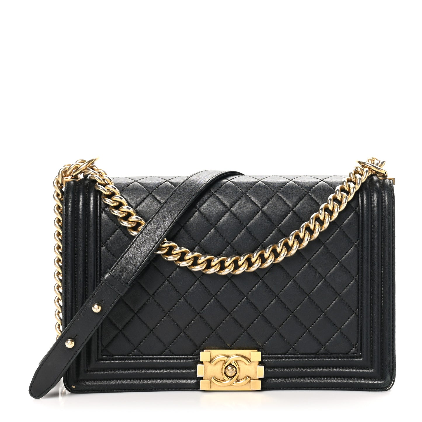 Lambskin Quilted New Medium Boy Flap Black