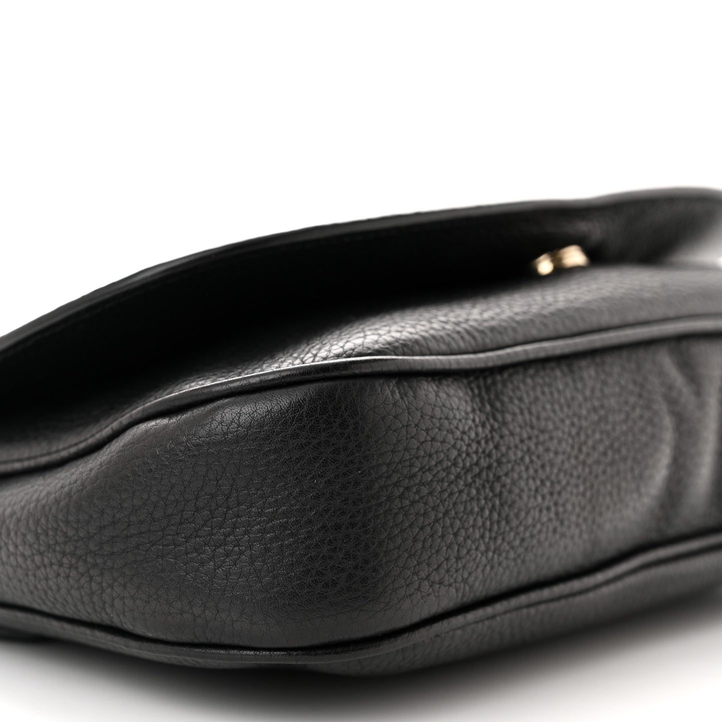 Pebbled Calfskin Medium Soho Flap Crossbody Black