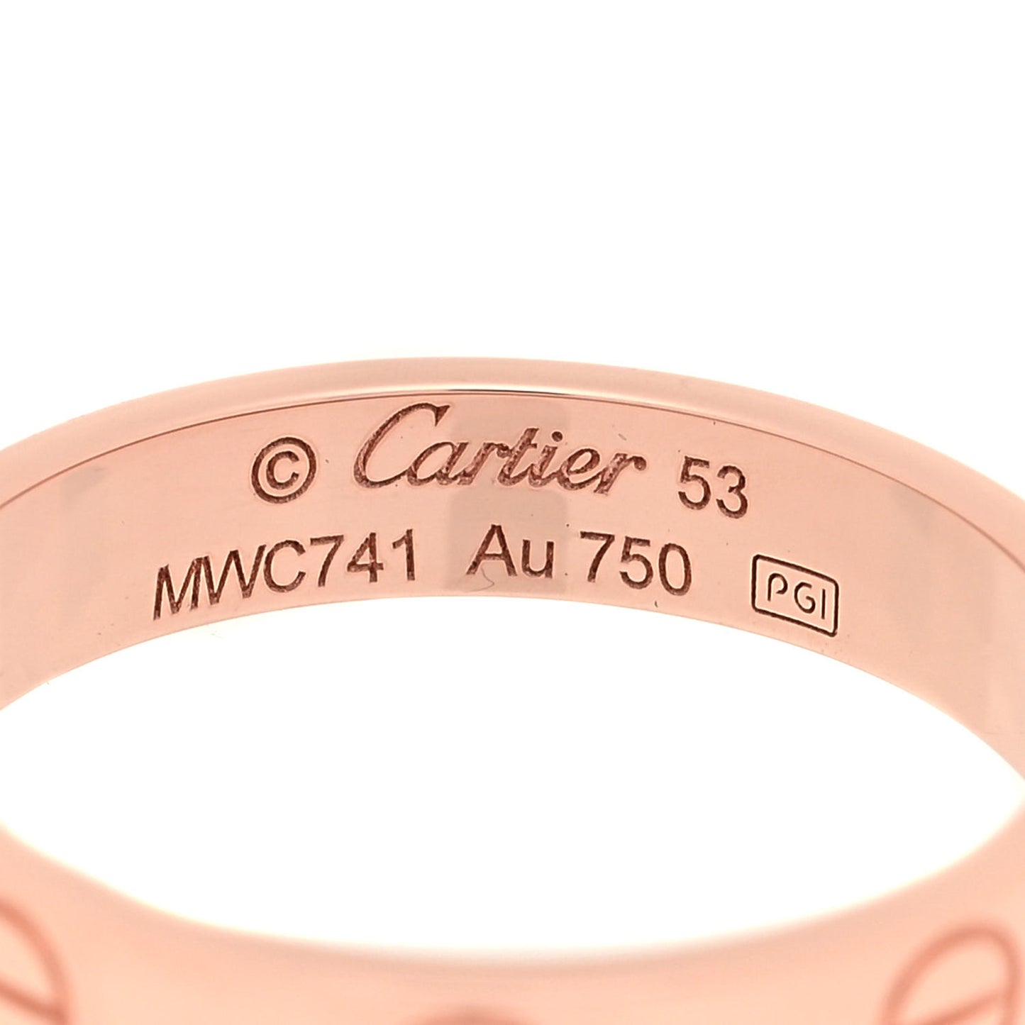 18K Pink Gold 3.5mm LOVE Wedding Band Ring 53 6.25