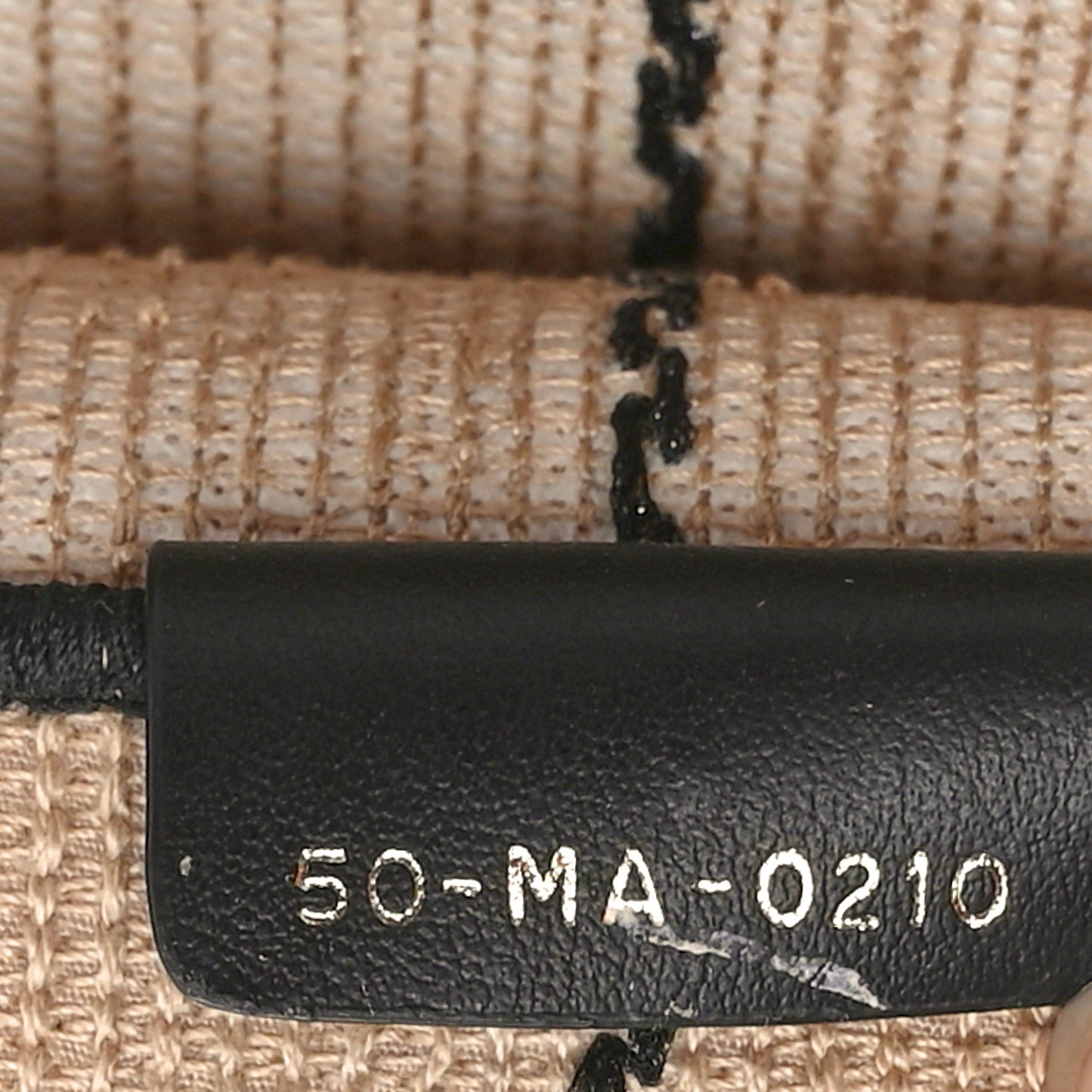 Canvas Embroidered Large Bayadere Book Tote Black Beige