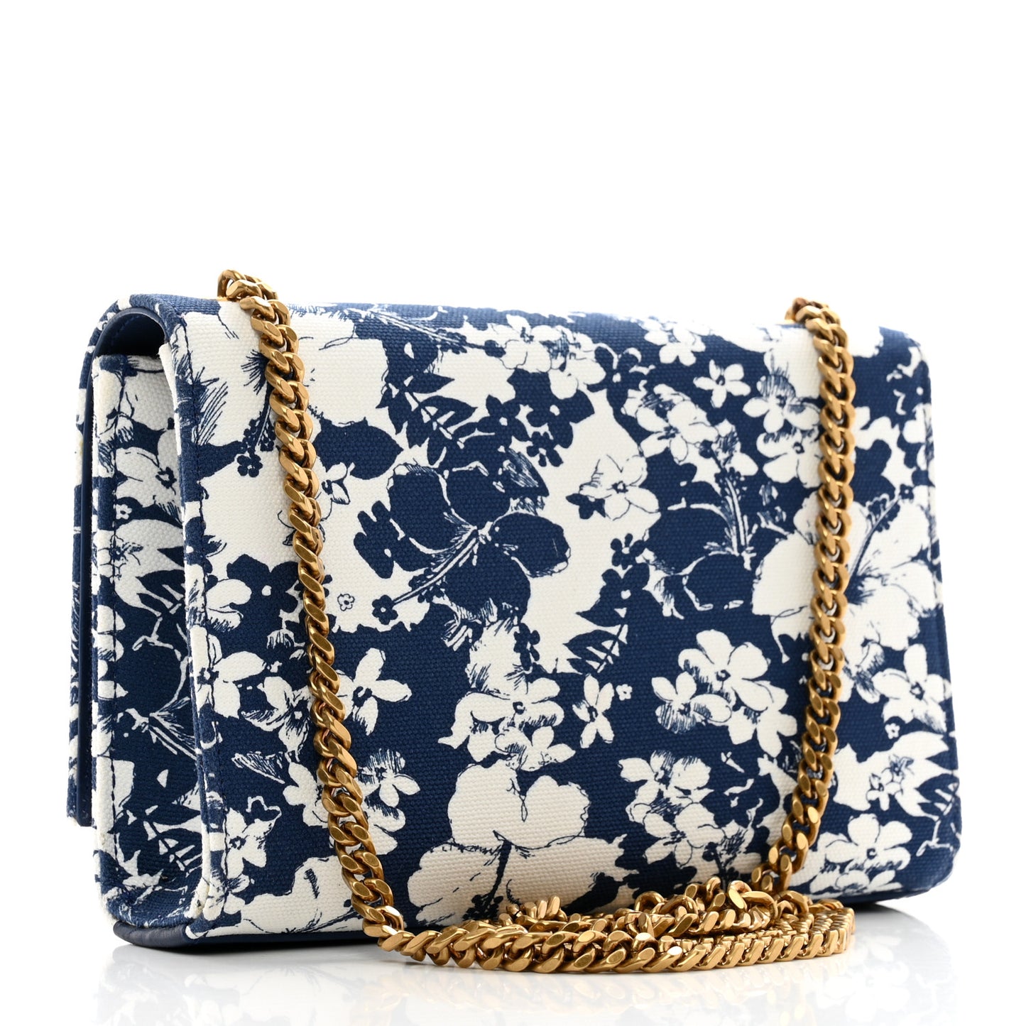 Canvas Small Monogram Hibiscus Print Kate Satchel Blue