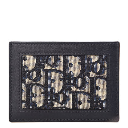 Christian Dior Calfskin Oblique Card Holder Blue 1 of 6