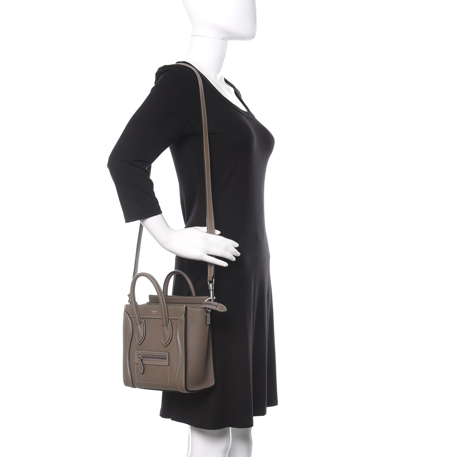 Celine Drummed Calfskin Nano Luggage Souris 2 of 11