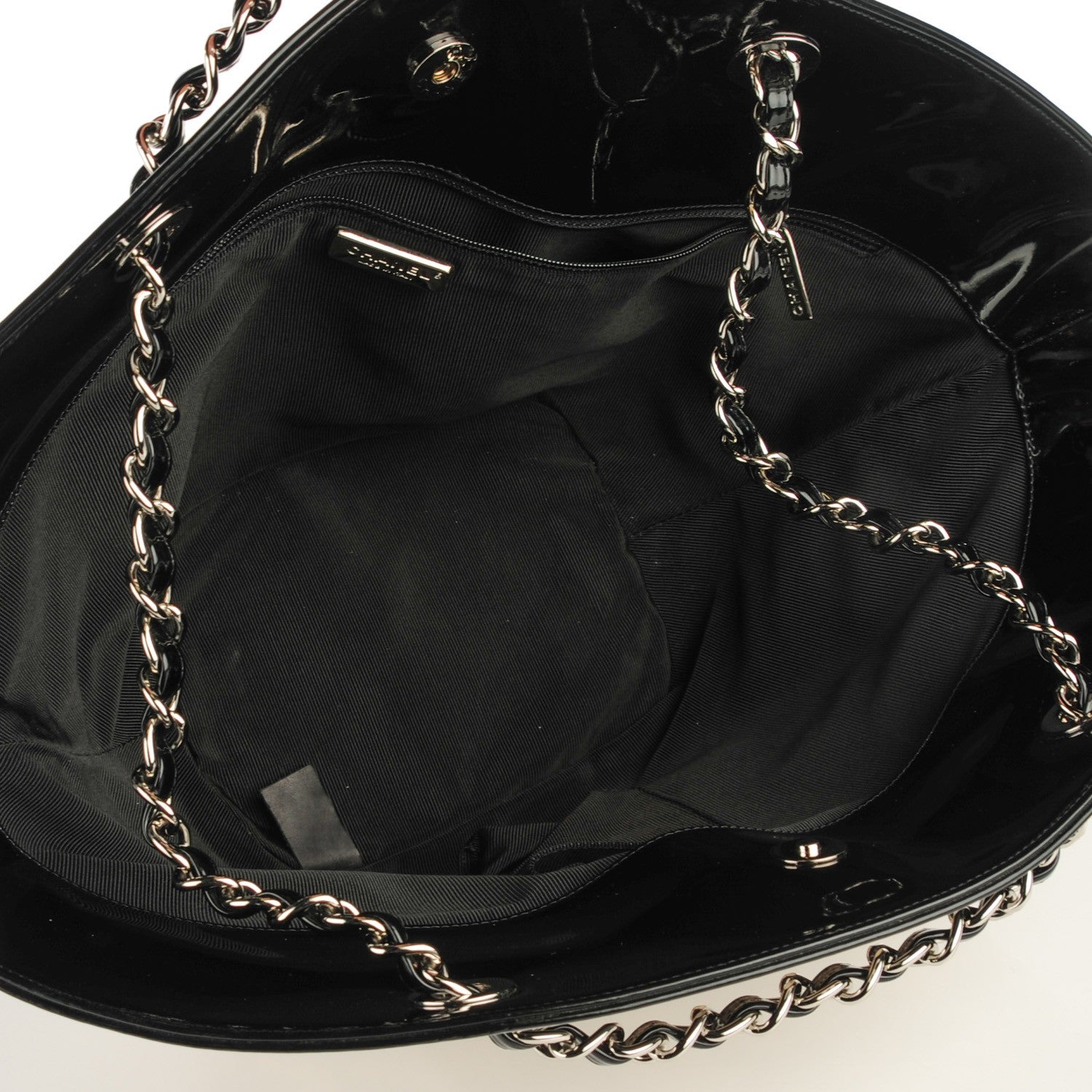 Chanel Patent Houndstooth Print Caning Basket Off White 7 of 7