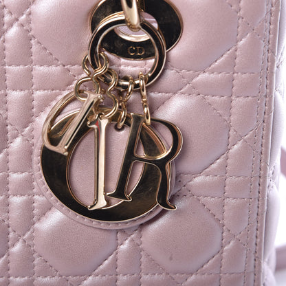 Christian Dior Pearly Lambskin Cannage Medium Lady Dior Lotus 11 of 12