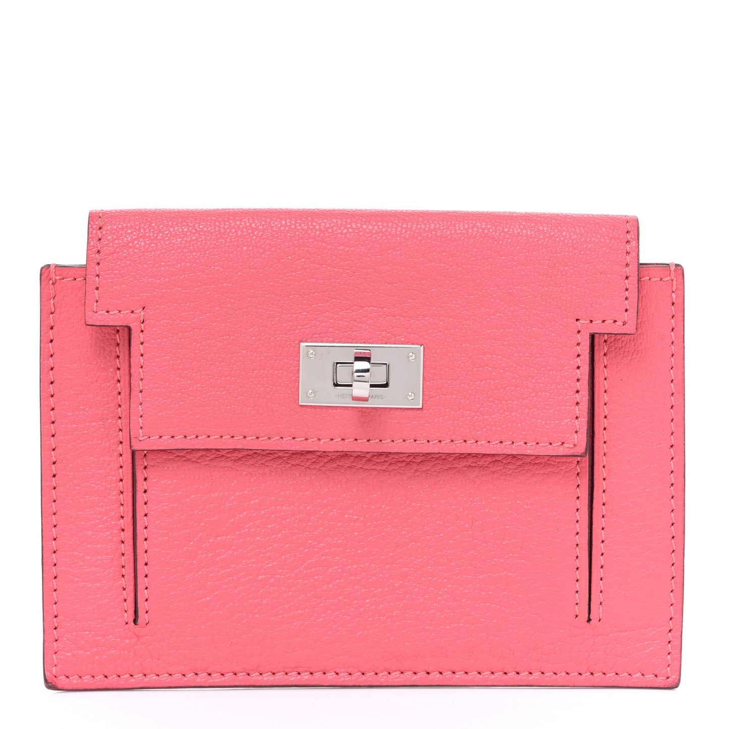 Chevre Mysore Kelly Pocket Compact Wallet Rose Lipstick