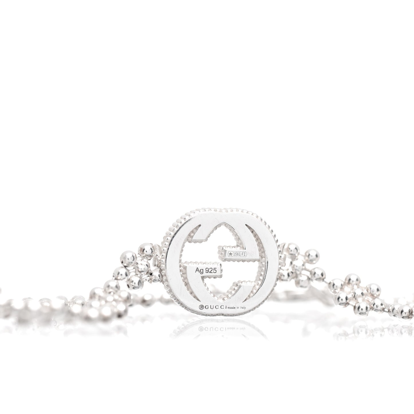 Sterling Silver Interlocking GG Beaded Flower Bracelet