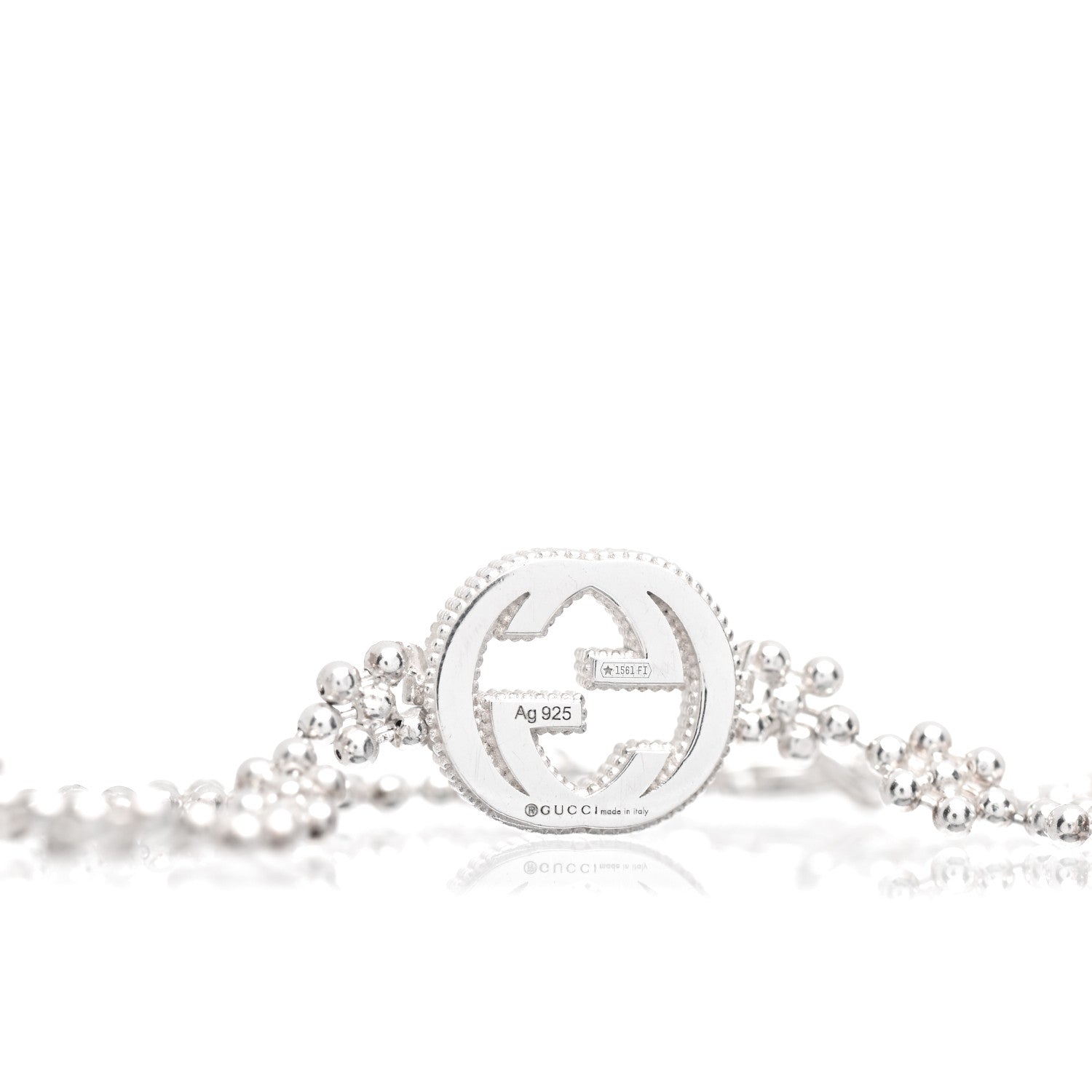 Gucci Sterling Silver Interlocking GG Beaded Flower Bracelet 4 of 4