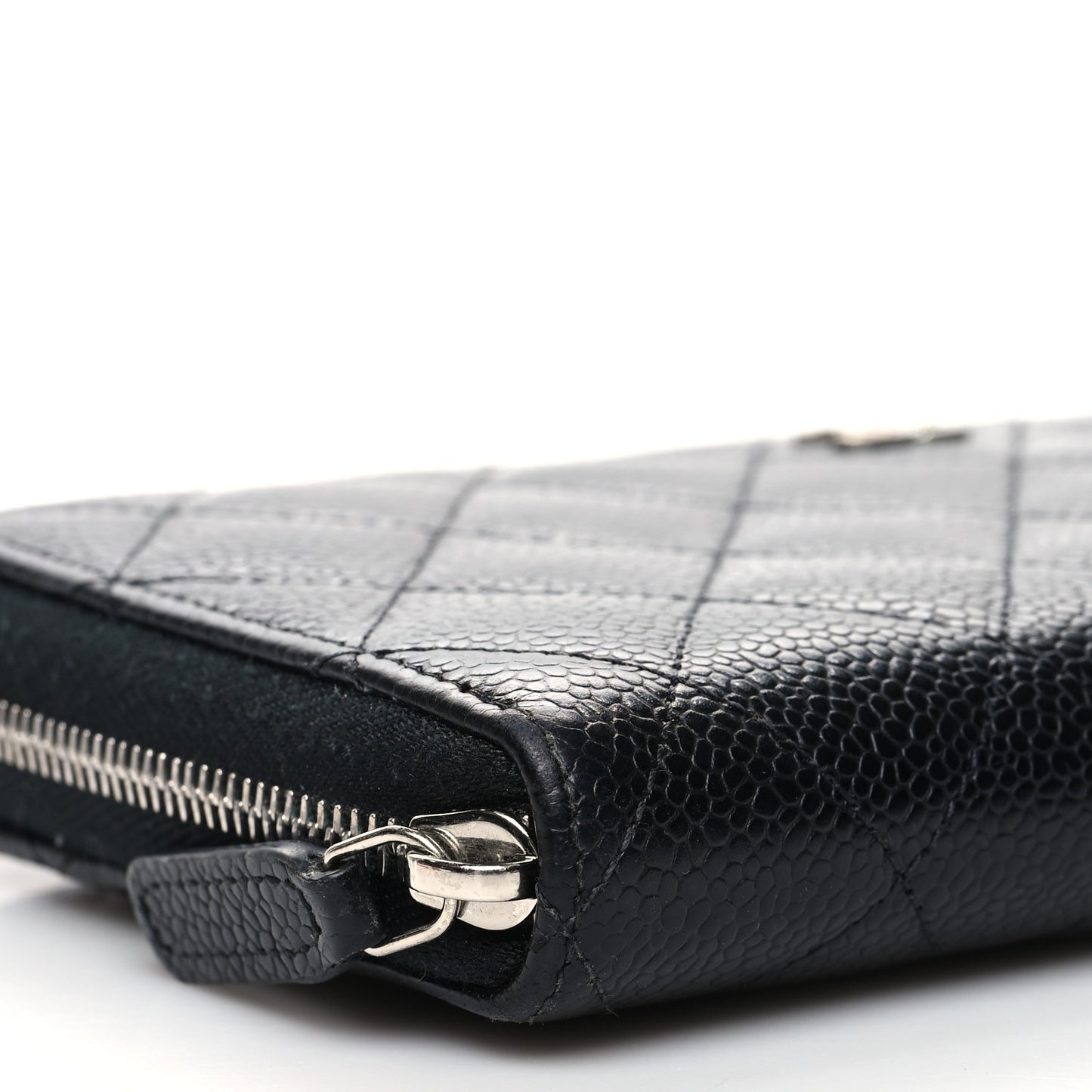 Caviar Quilted Large Gusset Zip Around Wallet Black