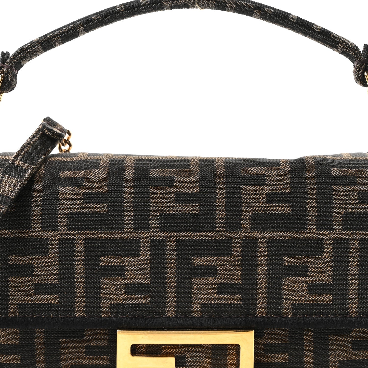 Fendi Fabric Jacquard FF 1974 Mini Baguette Tobacco Moro Black 8 of 10