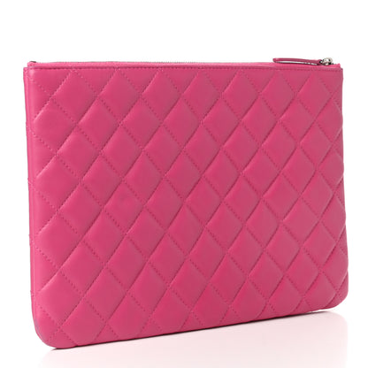 Chanel Lambskin Quilted Medium Cosmetic Case Dark Pink 3 of 6