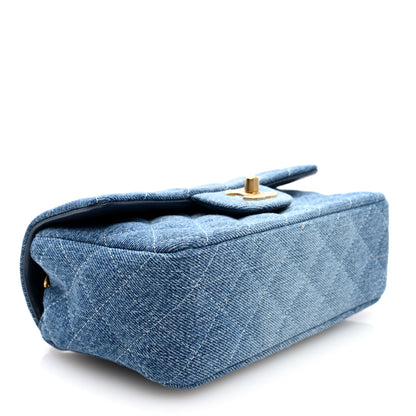 Chanel Washed Denim Quilted Mini Rectangular Flap Blue 4 of 9