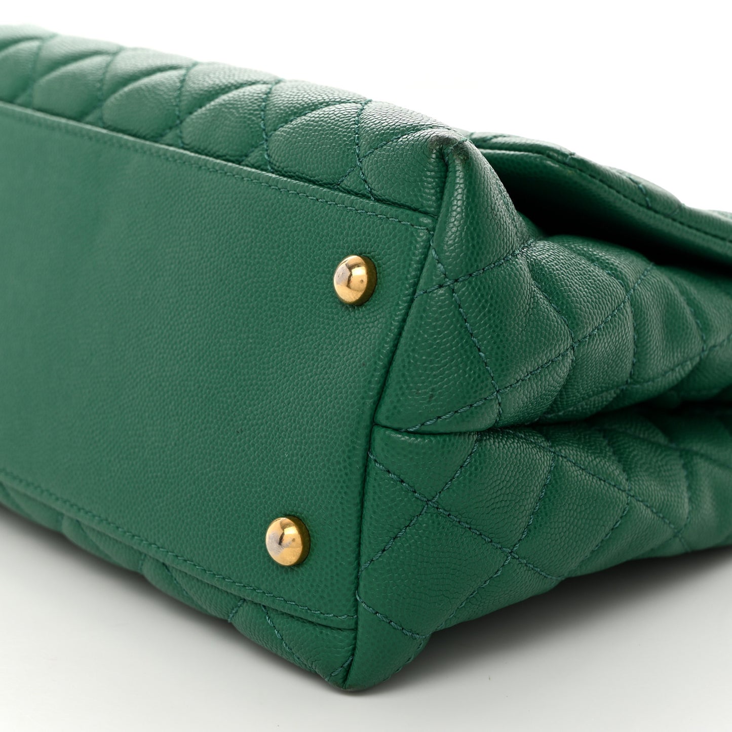 Caviar Quilted Small Coco Handle Flap Green