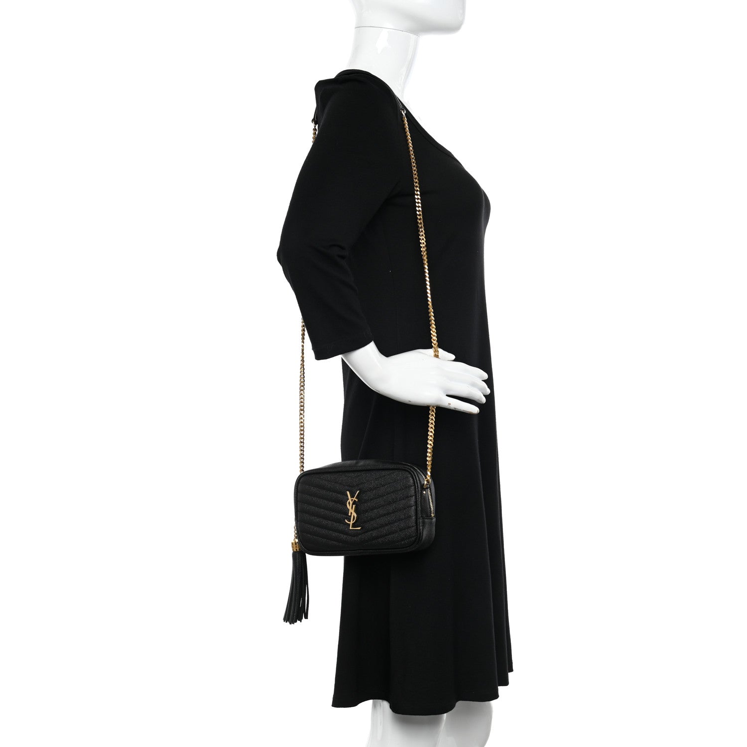 Saint Laurent Grain De Poudre Matelasse Monogram Mini Lou Camera Bag Black 2 of 11