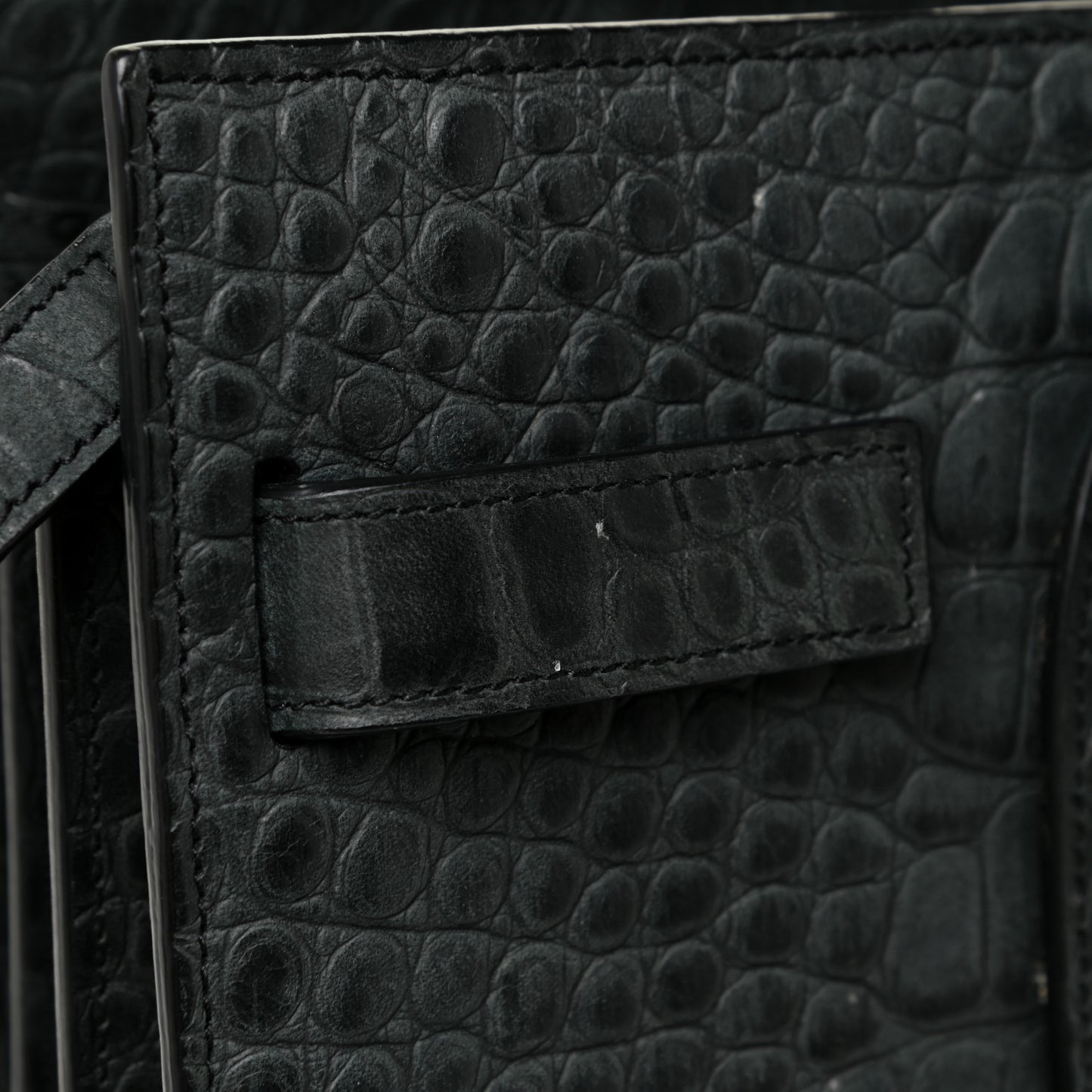 Calfskin Crocodile Embossed Small Sac De Jour Dusty Black