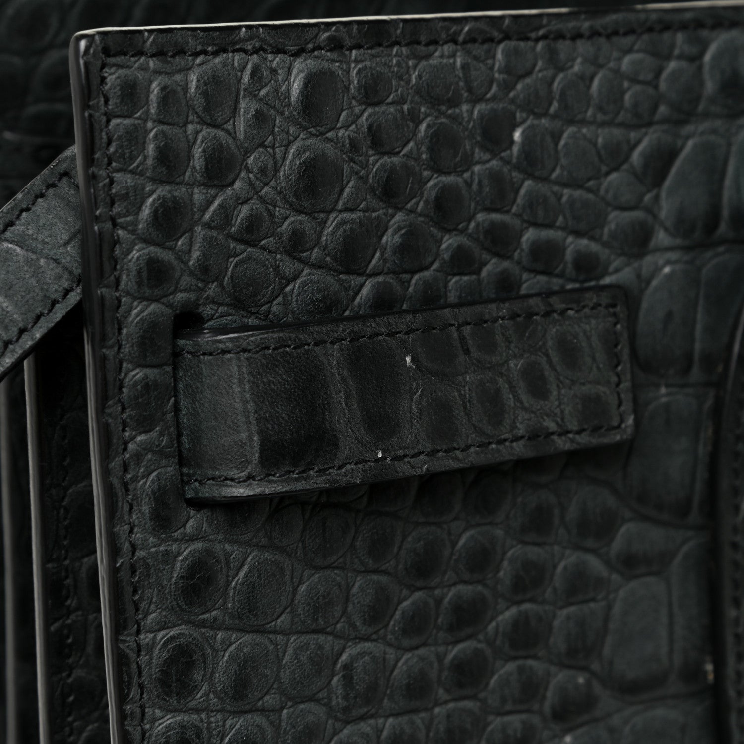 Saint Laurent Calfskin Crocodile Embossed Small Sac De Jour Dusty Black 12 of 18