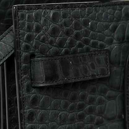 Saint Laurent Calfskin Crocodile Embossed Small Sac De Jour Dusty Black 12 of 18