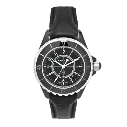 Chanel Stainless Steel Ceramic Calfskin 33mm J12 Quartz Watch Black 1 of 8
