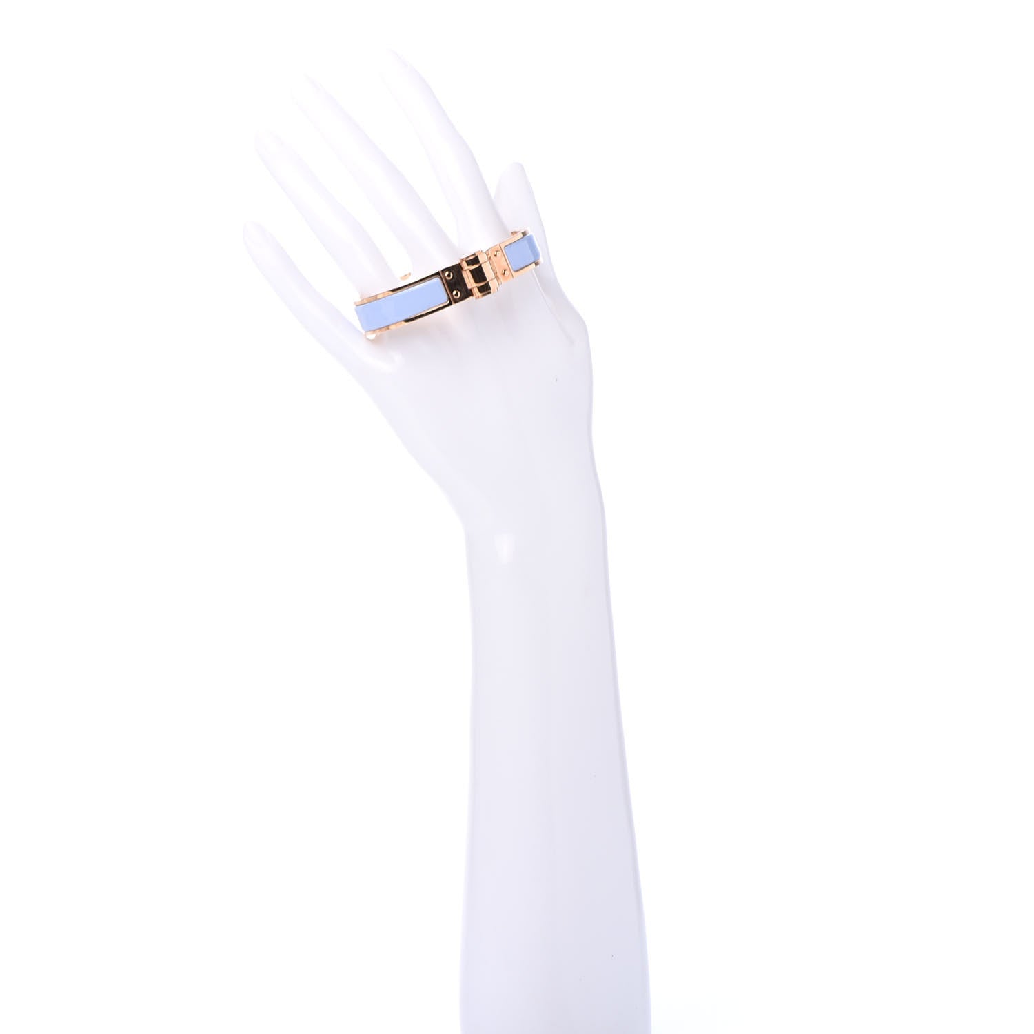 Hermes Enamel Charniere Uni Narrow Hinged Bracelet S Bleu Lupin 2 of 5