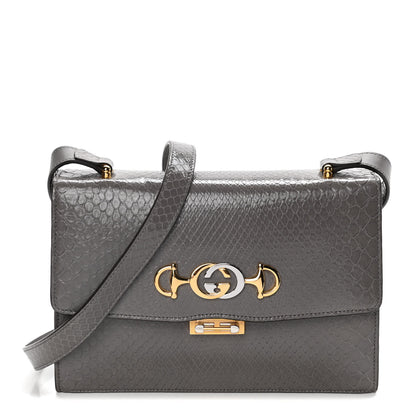 Gucci Calfskin Snake Embossed Small Zumi Shoulder Bag Dusty Grey 1 of 12