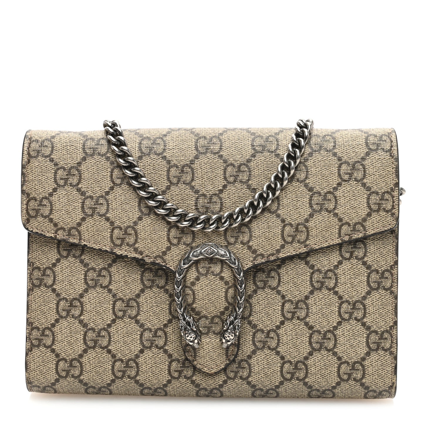 GG Supreme Monogram Mini Dionysus Chain Wallet Beige Taupe