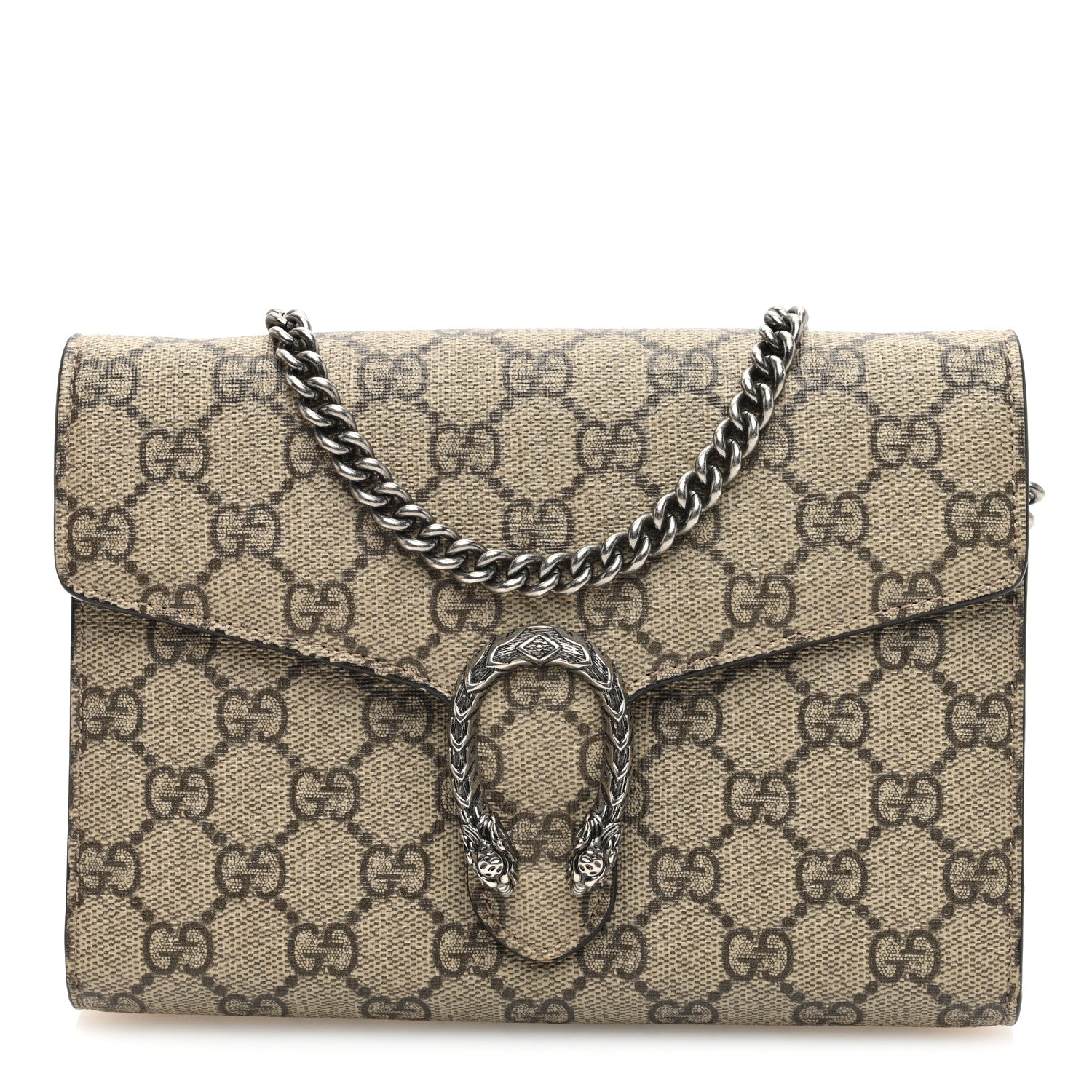 Gucci GG Supreme Monogram Mini Dionysus Chain Wallet Beige Taupe 1 of 9