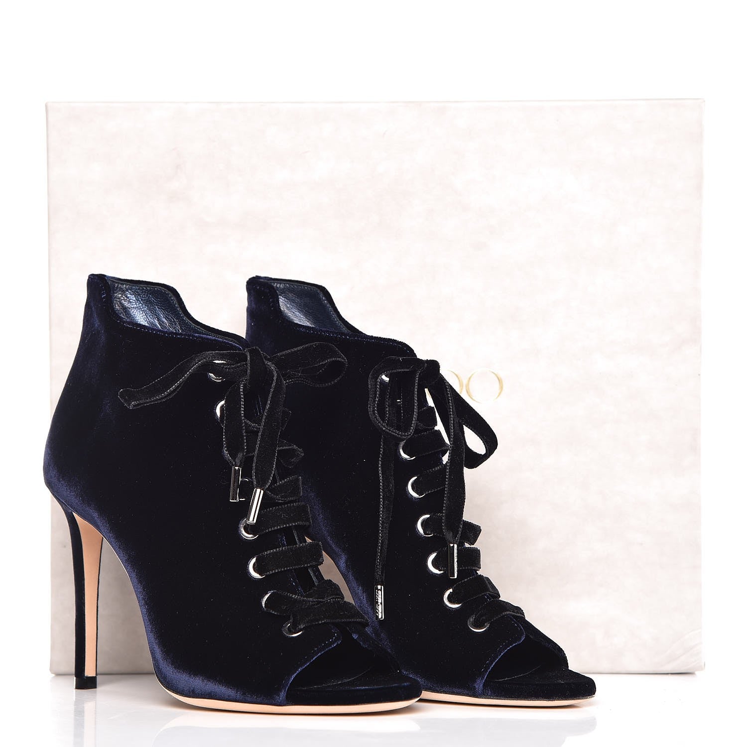 Jimmy Choo Velvet Lace Up Mavy Booties 37 Navy 10 of 10
