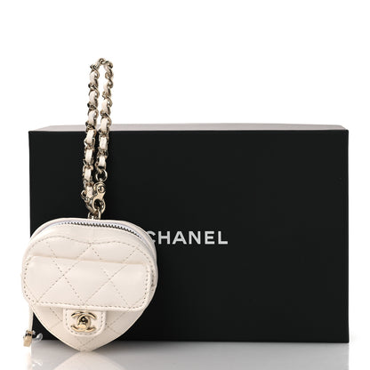 Chanel Lambskin Quilted CC Mini In Love Heart Bag Charm White 6 of 6