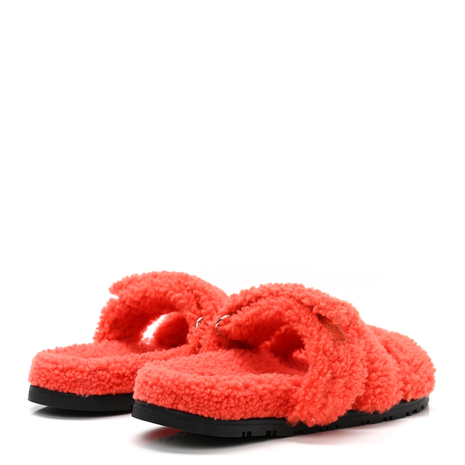 Hermes Woolskin Womens Chypre Sandals 36 Orange 4 of 8