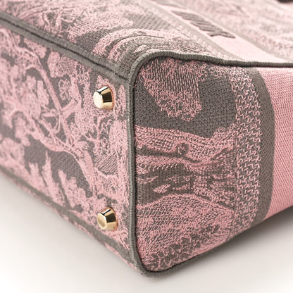Christian Dior Canvas Toile De Jouy Embroidered Medium Lady D-Lite Gray Pink 9 of 9