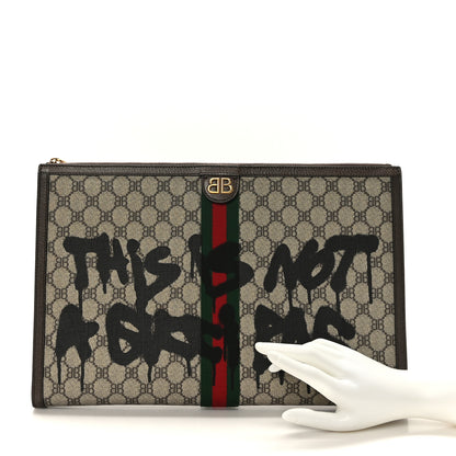 Gucci X BALENCIAGA BB Monogram Web Graffiti Ophidia Laptop Pouch Beige New Acero 2 of 8