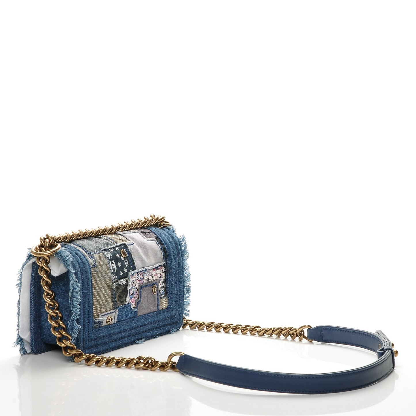 Denim Patchwork Small Boy Flap Blue