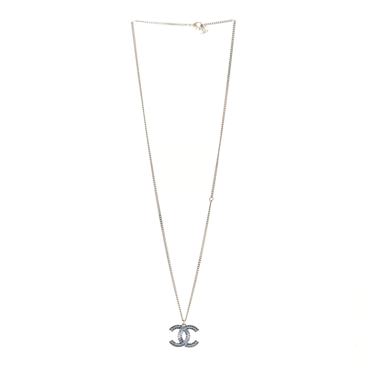 Crystal Baguette CC Necklace Blue