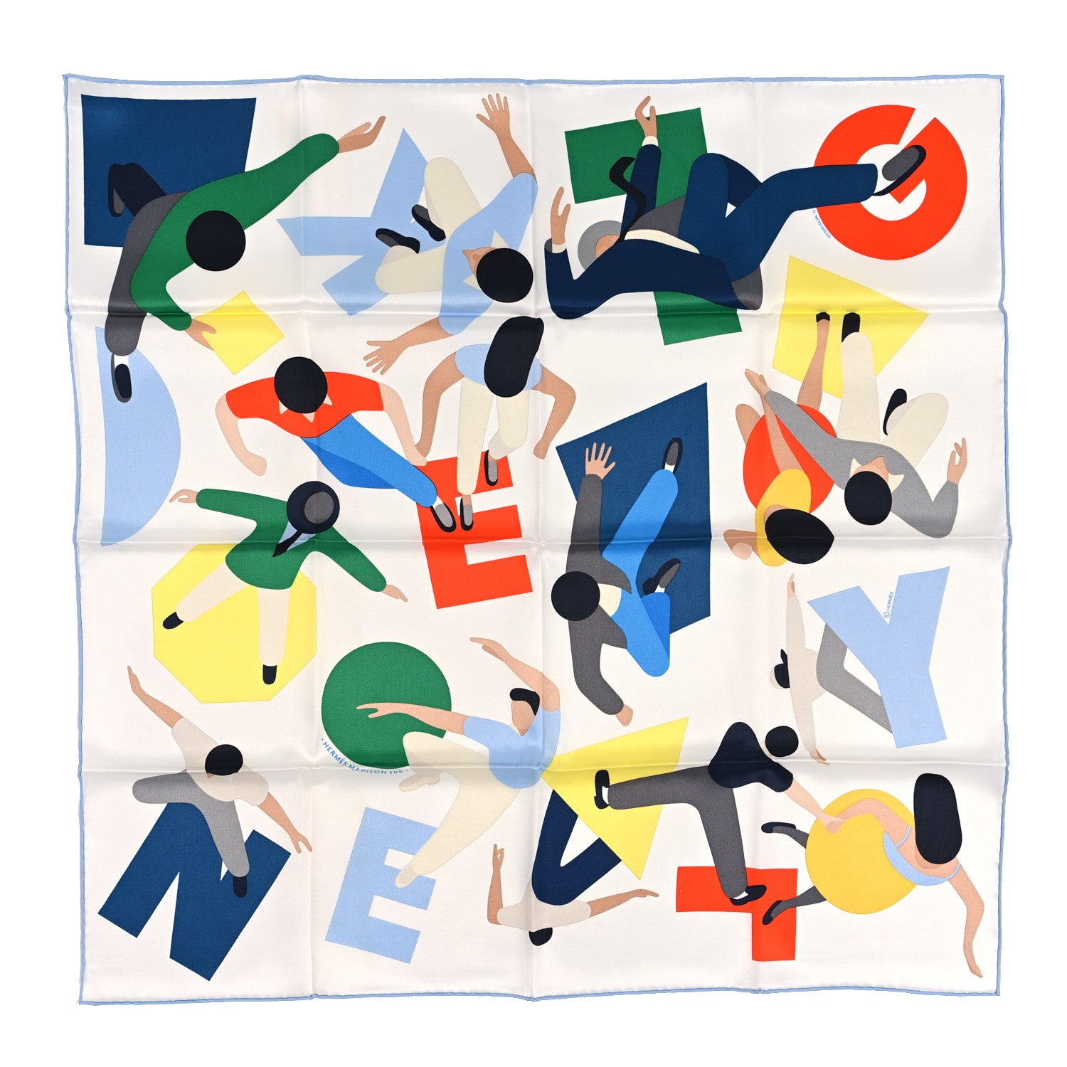 Hermes Silk Hommage a Gene Kelly Scarf 70 White Multicolore 1 of 3
