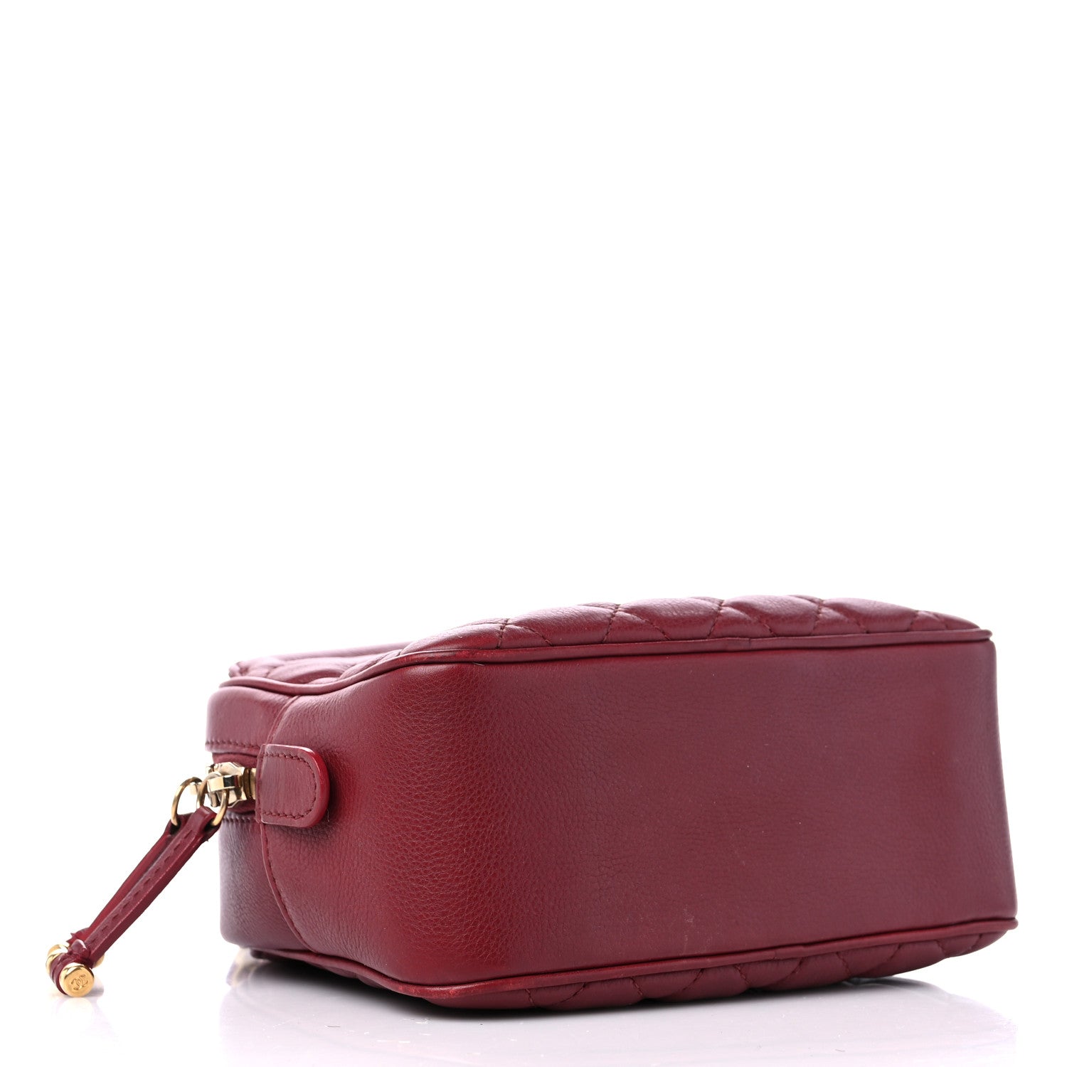 Chanel Calfskin Quilted CC Small Vanity Case Dark Red 4 of 10
