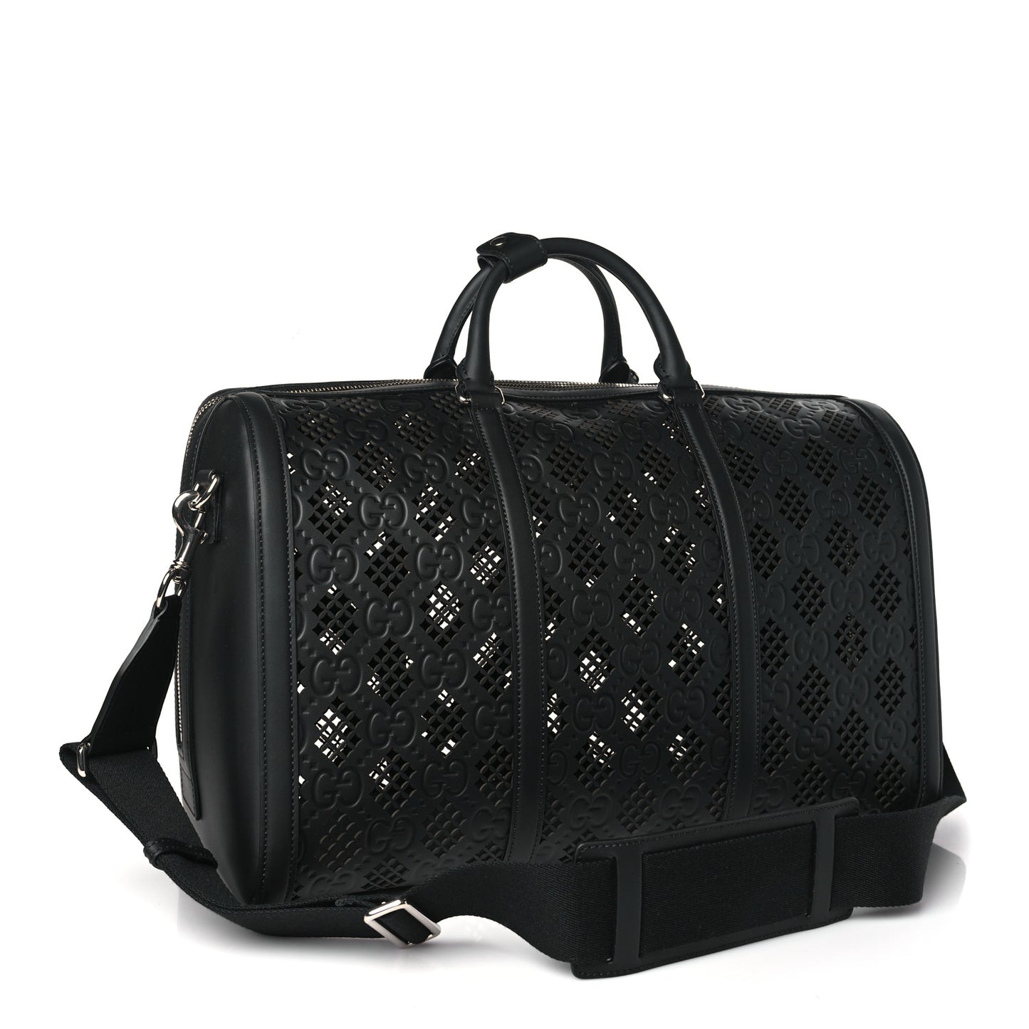 Perforated GG Embossed Duffle Bag Black