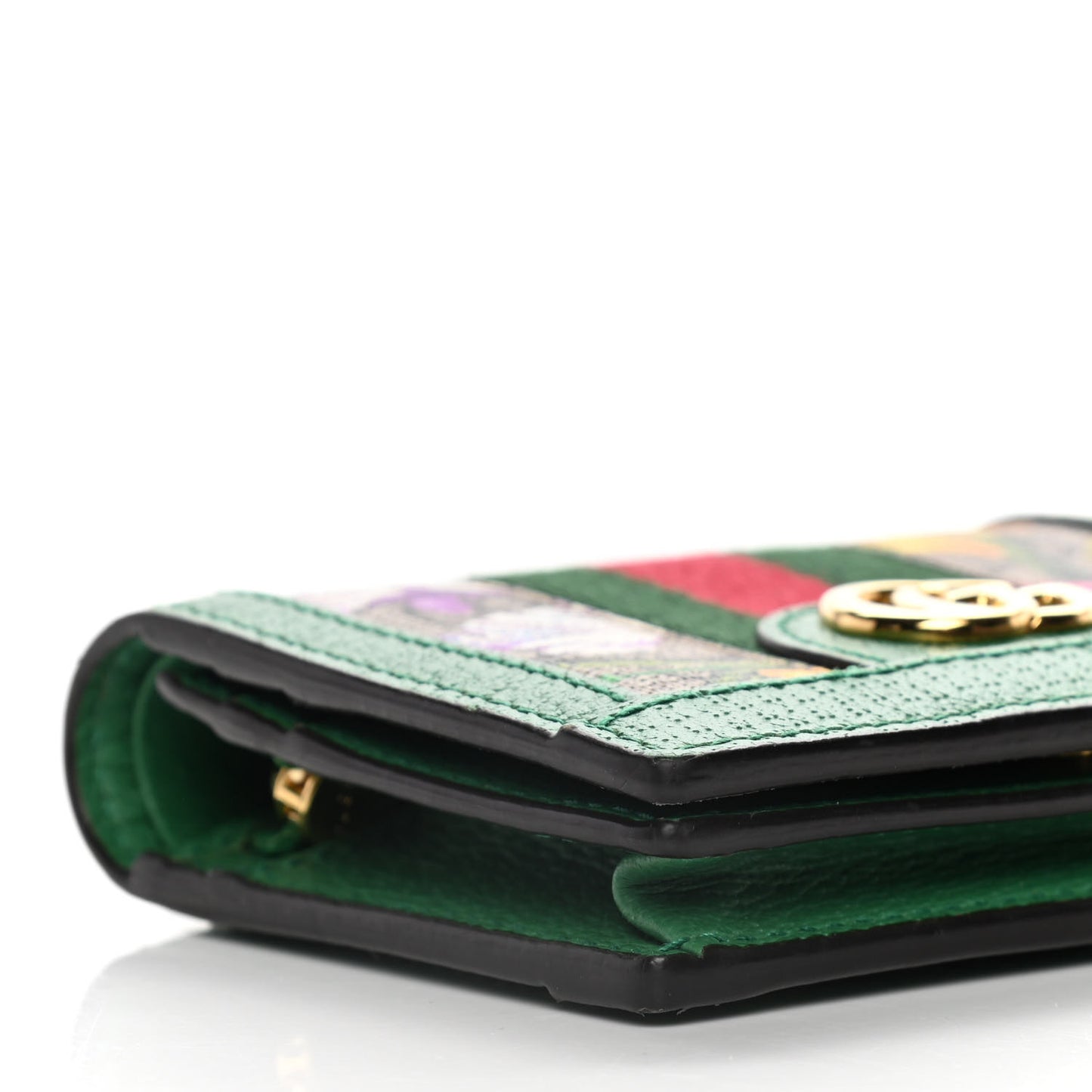 GG Supreme Monogram Flora Web Ophidia Card Case Green